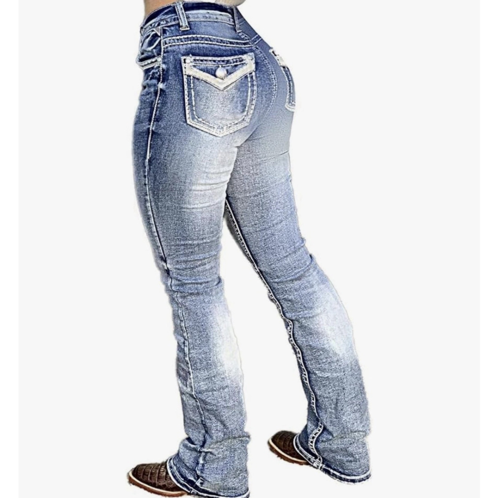 Flamingals Boot Cut Jeans for Women Trendy Stretch Jeans Butt Lifting Tummy Cont - Picture 7 of 14